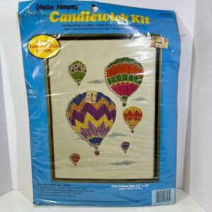 Vintage 1983 Creative Moments Candlewicking Kit Hot Air Balloons 8303 Started